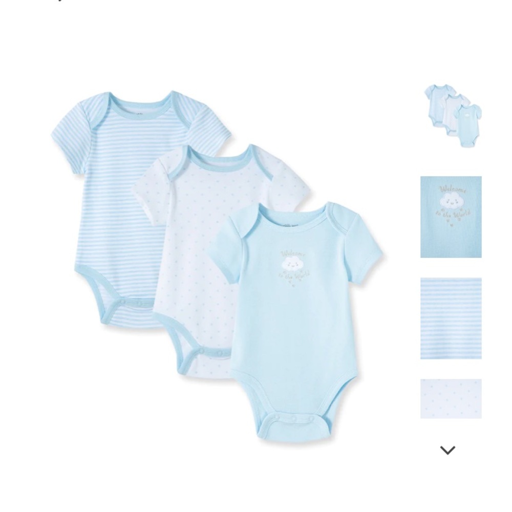 Little me, Blue Welcome to the World 3-Pack Bodysuits, 0-3 months
